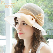 Sombrero de sol para mujer de seda parasol sombreros de vacaciones de viaje de playa Anti-UV Primavera Verano elegante versión coreana señora gorra de visera H189 2024 - compra barato