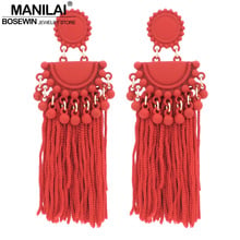MANILAI 7 Colors Bohemia Polyester Tassels Earrings For Women Big Alloy Long Fringed Dangle Earrings Statement Jewelry Brincos 2024 - buy cheap
