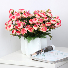 Mini flores de camélia peônia 5 garfos, flores artificiais de seda para decoração de casa natal buquê de flores falsas 2024 - compre barato