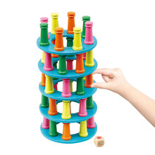 Children Wooden Toy Rainbow Tower Stacking Stack Up Learning Education Toy Color Building Blocks Dice Balance Desktop Game Gift 2024 - buy cheap