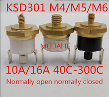 KSD301 thread 10A 16A 250v M4 M5 M6 normally open normally closed 40C-300C 40 45 50 55 60 65 70 75 80 85 90 95 100 2024 - buy cheap
