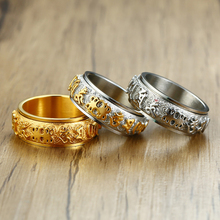 Буддистское кольцо для мужчин, 8 мм, кольца из нержавеющей стали, вращающиеся, религиозные, золотого и серебряного цвета 2024 - купить недорого