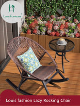 Louis fashion Garden Chairs household rattan lazy rocking leisure nap  elderly rattan  adult leisure 2024 - buy cheap
