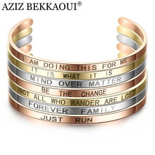 AZIZ BEKKAOUI Simple Rose Gold Cuff Bangles for Women Letter JUST RUN Stainless Steel Bangles Jewelry Gift Dropshipping 2024 - buy cheap