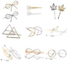 Geometric Alloy Punk Triangle Moon Hairpins Scissors Hair Barrette Round Leaf Hair Clip For Women Girls Accessories Jewelry 2024 - buy cheap