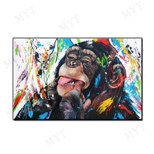 Handpainted animal cute Monkey eating finger Oil Painting on Canvas wall art pictures home decoration for living room no framed 2024 - buy cheap