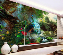 Papel de parede personalizado pavão 3d, mural de parede para quarto sala de estar, papel de parede 3 d 2024 - compre barato