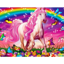 5D diy full square diamond painting Cross Stitch kits 3d Diamond Embroidery mosaic pattern Rainbow Horse picture home decor gift 2024 - buy cheap