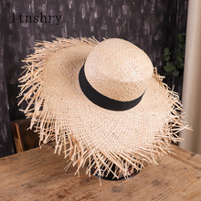 Chapéu de sol de verão com aba larga, chapéu de palha de ráfia, moda feminina, chapéu de praia, férias, de praia 2024 - compre barato