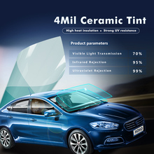 SUNICE VLT70% Light Blue Car Window Foils Car Windshield Sticker Film 4mil Thickness Nano Ceramic Tint Solar Protection 0.5x6m 2024 - buy cheap