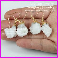 Pendientes de cristal de cuarzo para mujer, aretes con gancho de stalactita, color blanco Natural, 5 pares 2024 - compra barato