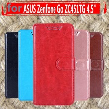 Luxury Phone Capa Case For Asus Zenfone Go ZC451TG Z00SD 4.5 Inch Flip Cover Wallet PU Leather Bags Skin Coque For ASUS ZC451TG 2024 - buy cheap
