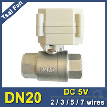 SS304 3/4 "полнопортовый приводной клапан, постоянный ток 5 В, 2/3/5/7 провода, NPT/BSP DN20 Электрический водяной клапан для контроля потока 2024 - купить недорого