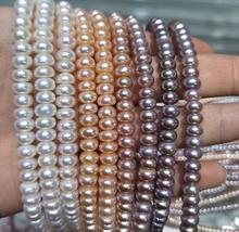 Genuine pearl 6-7MM white pink purple semiround freshwater pearl loose beads DIY gift one strands Hole Approx 1mm 37CM 15'' 2024 - buy cheap