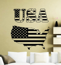 Pegatina de bandera para pared con mapa de la palabra de EE. UU., vinilo americano, decoración Interior de la habitación del hogar, Mural impermeable de alta calidad DT22 2024 - compra barato