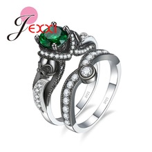 New 925 Sterling Silver Mixed Color Double Rings For Lovers On Zircon For Wedding Party Romantic Couple Rings Jewelry 2024 - buy cheap