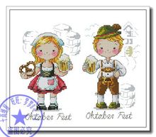 Gold Collection Lovely Counted Cross Stitch Kit Oktoberfest Beer Oktober Fest Little Boy and Girl Cheers SO 2024 - buy cheap
