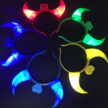 20pcs/lot LED Flashing ox Horns Luminous Headband Toys Light up Headwear For Halloween party concert props led glowing headband 2024 - buy cheap