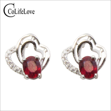 CoLife Jóias 925 Prata Garnet Stud Brincos para a Mulher Escritório 4 milímetros * 5mm Natural Blood Red Garnet Prata brincos de Prata Esterlina 2024 - compre barato