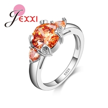 Anillos de aniversario de moda para mujer, anillos de plata de ley 925 de cristal de CZ naranja Vintage para mujer, anillos de compromiso de boda para mujer 2024 - compra barato