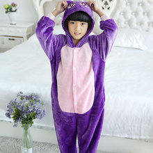 Purple Moon Cat Pajama Kids Animal Onesie Winter Flannel Sleepwear Hooded Anime Kigurumi Cosplay Costume Party Cute Fantasy 2024 - buy cheap