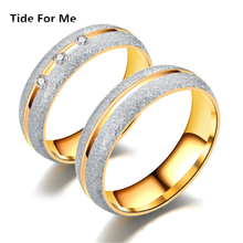 Anillos de cristal de circón de color dorado de alta calidad para mujeres y hombres, anillos clásicos de compromiso para bodas, anillos para parejas, regalos de joyería de moda 2024 - compra barato