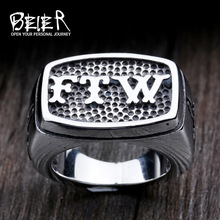 Beier nova loja 316l aço inoxidável men anel "para a vitória" inspirador luckly anel moda jóias LLBR8-420R 2024 - compre barato