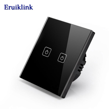 EU/UK Standard Eruiklink Touch Switch 1 Gang/2 Gang/3 Gang 1 Way, Single Fireline Wall Light Switch,Black Crystal Tempered Glass 2024 - buy cheap