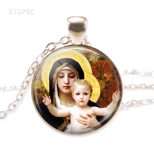 Collar de Jesús de la Virgen María y el bebé, arte religioso de la Bengala, collar de vidrio EZA de vidrio que, joyas licas 2024 - compra barato