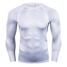 Футболка мужская компрессионная, модная эластичная Облегающая рубашка с длинным рукавом, дышащий Быстросохнущий Топ для работы 2024 - купить недорого