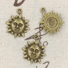 12pçs amuletos de sol 23x19mm, pingente antigo, bronze tibetano vintage cor de prata, jóias artesanais faça você mesmo 2024 - compre barato