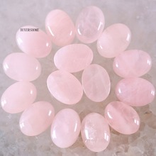 BUYERSHOME 5Pcs 15x20MM Natural Stone Pink Crystal No Drilled Hole Oval Cabochon CAB Bead For DIY Jewelry Making Ring K1513 2024 - buy cheap