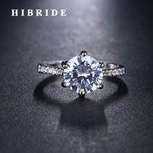 Hibride 3 cores anel de zircônio cúbico redondo, para mulheres, anel de casamento, para presente 2024 - compre barato