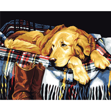 DIY Цифровая живопись по номерам ленивая Собака Картина маслом наборы Раскрашивание стены искусство картина подарок Безрамное 2024 - купить недорого