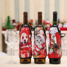 Tampa de garrafa de Vinho de Natal pequeno Avental Sexy Lady/Cão Natal/Papai Noel Pinafore wrapper garrafa de vinho tinto Garrafa De Férias roupas Vestido 2024 - compre barato