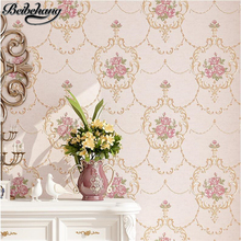 Beibehang-papel tapiz no tejido con flores 3d de estilo europeo, papel tapiz cálido estilo floral para dormitorio, cabecera, sala de estar, pared de TV 2024 - compra barato