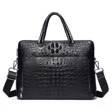 Luxury Crocodile Pattern Men's Briefcase Genuine Leather Handbags Men Business 14" Laptop Bag Real Cow Leather Male Shoulder Bag 2024 - buy cheap
