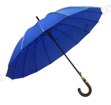 Customized mass cargo Oem Ex-factory 104cm diameter 16 ribs wooden solid blue beige piping umbrella windproof for e-commerce 2024 - buy cheap