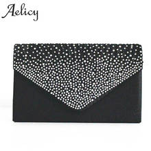 Aelicy Ladies girls Large Evening Satin Bridal Diamante Ladies Clutch Bag Party Prom Envelope Small Women Leather Crossbody bag 2024 - buy cheap