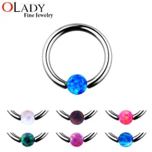 Septum Piercing Opal Stone Closure [100% Titanium] Nipple Lip Tragus Eyebrow Earring Nose Rings Body Jewelry 2024 - buy cheap