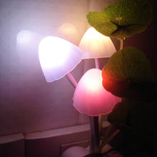 Novelty 220V 3 LED Colorful Mushroom Lamp Led Night Lights Mushroom Fungus Night Light EU & US Plug Light Sensor 2024 - buy cheap