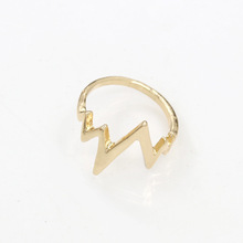 10 pieces/lot ECG Heartbeat Rings Women Men Finger Jewelry Gold Silver Black Lightning Ring Fashion Charm Accessories 2024 - buy cheap