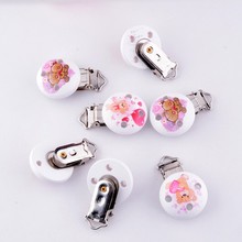 Free Shipping 5PCs Baby Pacifier Clips Pattern Wood Metal Holders Cute Infant Soother Clasps Accessories 4.4x2.9cm 2024 - buy cheap