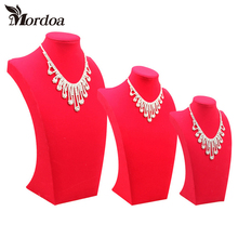 Red Mannequin Velvet Necklace Pendant Chain Jewelry Display Stand Holder Decorate Bracelet Jewelry Organizer 2024 - buy cheap