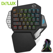 Delux Gamer T9X Mechanical Keyboard Professional Single Hand Wired Keypad With M618 Plus RGB Vertical Mouse 2024 - buy cheap