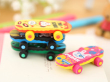 20 PCS Creative skateboard Cartoon Cute eraser Children's toy student rubber School Supplies Wholesale 2024 - buy cheap