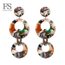 FASHIONSNOOPS Boho Multilayers Resin Fashion Drop Statement Earrings Charm Long Dangle Earrings Maxi Jewelry For Women Gifts 2024 - buy cheap