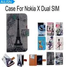 AiLiShi Virar Capa Bolsa Pele Com Slot Para Cartão Dos Desenhos Animados Pintado PU Capa de couro Caixa Do Telefone Para Nokia X Dual SIM RM-980 A110 2024 - compre barato