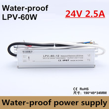 DC 24V 2.5A 60W 90V-260V Lighting Transformer, Aluminum IP67 Waterproof LED driver Power Supply Adatper for LED Strip Lights 2024 - buy cheap