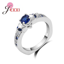 Exquisite Jewelry Skull 925 Sterling Silver Wedding Rings Women Bijoux Blue Cubic Zircon Crystal Engagement Rings Punk 2024 - buy cheap